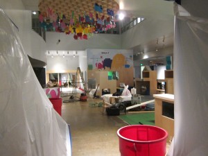 Late night installation work at the Children's Creativity Museum